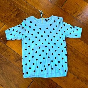 Soft blue sweater with black polka dots